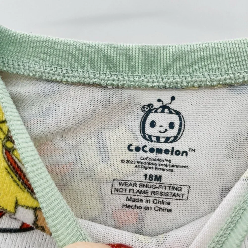 Cocomelon Unisex Size 18 Months Fleece Character 2 Piece Pajama Set JJ Nina‎